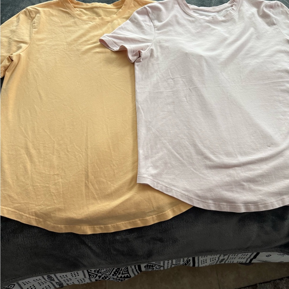 Lululemon Yellow and White T-Shirts